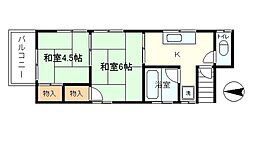 北品川アパート 2Kの間取図画像