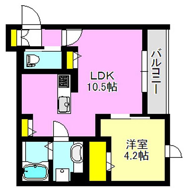 ＺＥＳＴ成田町 203｜群馬県高崎市成田町(賃貸アパート1LDK・2階・35.34㎡)の写真 その2