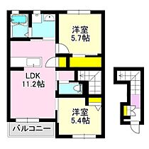 サンロワールＡ 202 ｜ 群馬県高崎市石原町（賃貸アパート2LDK・2階・56.50㎡） その2