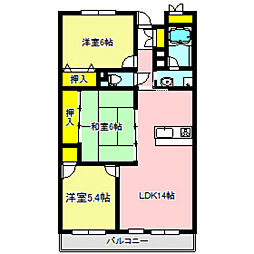 パークウエスト石原 3階3LDKの間取り