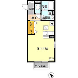 ルミエール和田橋 1階ワンルームの間取り