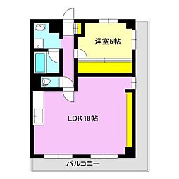 シャルマンコーポ高崎 1LDKの間取図画像