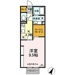 カトゥルヴァン 2階1Kの間取り