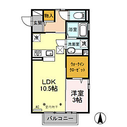 ＬａＬａ　Ｔ・Ｍ 1階1LDKの間取り
