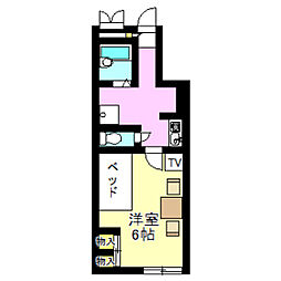 ウィル 1階1Kの間取り