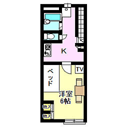 ウィル 1Kの間取図画像