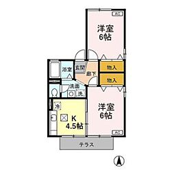 アベニール2 2Kの間取図画像