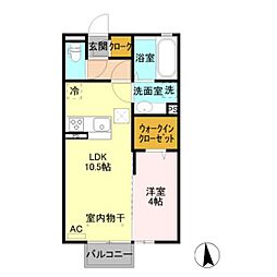 クレール・シエル 1LDKの間取図画像