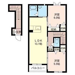 ビューグランドA 2LDKの間取図画像