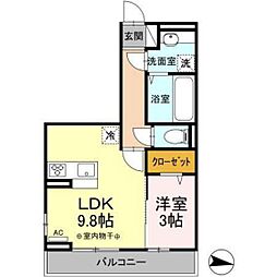 サントリーニ 1LDKの間取図画像