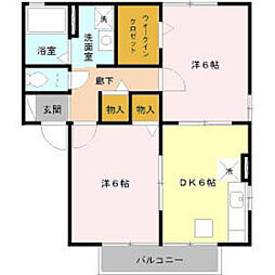 ニューポワールC 2DKの間取図画像