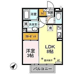 アリコヴェール 1LDKの間取図画像