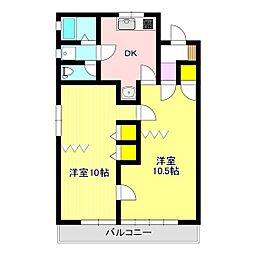 カベホームズ6 2DKの間取図画像