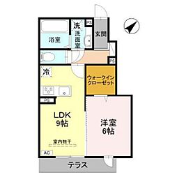 高崎市歌川町アパート 1LDKの間取図画像