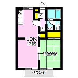 ヴィラ・ウィスタリア 1LDKの間取図画像