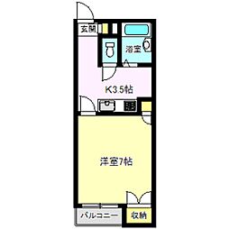 シティーハイツ石原 1Kの間取図画像
