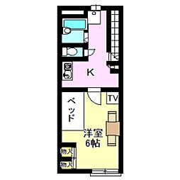 ウィル 1Kの間取図画像