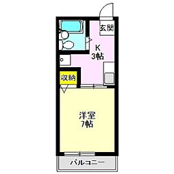 サニーハイツ 1Kの間取図画像