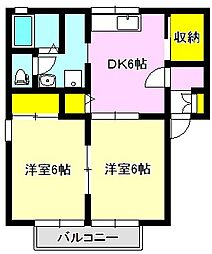 コンフォールE 2DKの間取図画像