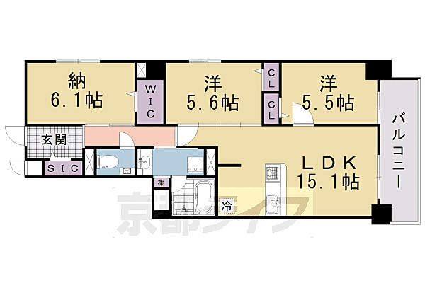 ＱＵＡＬＩＯＲ京都東山 301｜京都府京都市東山区五軒町(賃貸マンション2SLDK・3階・72.75㎡)の写真 その2