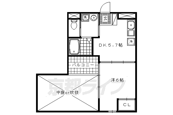 クオリティー嵯峨野 107｜京都府京都市右京区嵯峨野有栖川町(賃貸マンション1DK・1階・27.09㎡)の写真 その2