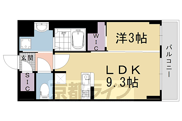 京都府京都市南区八条寺内町(賃貸マンション1LDK・3階・33.54㎡)の写真 その2