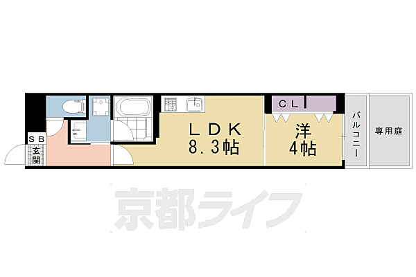 べラジオ雅び北野白梅町 102｜京都府京都市上京区西町(賃貸マンション1LDK・1階・33.16㎡)の写真 その2