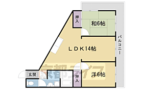 嵯峨天竜寺ハイツ 409 ｜ 京都府京都市右京区嵯峨天龍寺中島町（賃貸マンション2LDK・4階・53.09㎡） その2