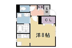 JR山陰本線 丹波口駅 徒歩7分の賃貸アパート 1階1Kの間取り