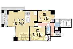 イーグルコート京都御所南プレミアム迎賓館 2階2LDKの間取り