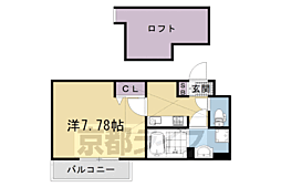 円町レジデンスII 3階1Kの間取り