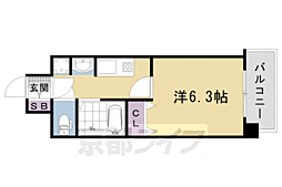 アクロス京都西大路 6階1Kの間取り