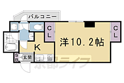 京阪本線 清水五条駅 徒歩3分の賃貸マンション 2階1Kの間取り