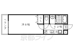 阪急京都本線 西院駅 徒歩18分の賃貸マンション 3階1Kの間取り
