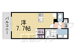 京都市営烏丸線 五条駅 徒歩1分の賃貸マンション 5階1Kの間取り