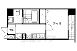 京都市営烏丸線 四条駅 徒歩6分の賃貸マンション 3階1Kの間取り