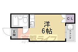 コスモプラザコマツ 3階1Kの間取り
