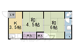 芝野荘 11 2階2DKの間取り