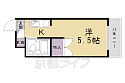 ソレーユー藤井 3階1Kの間取り
