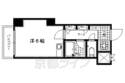 京阪本線 清水五条駅 徒歩9分の賃貸マンション 6階ワンルームの間取り