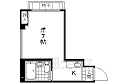 京阪本線 三条駅 徒歩7分の賃貸アパート 3階ワンルームの間取り