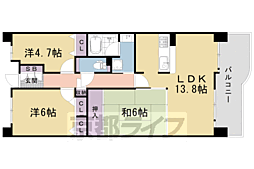ファミールガーデン二条駅前 4階3LDKの間取り