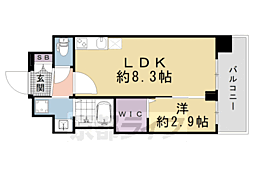 京都市営烏丸線 十条駅 徒歩3分の賃貸マンション 3階1LDKの間取り