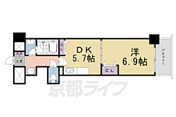 京都市営烏丸線 四条駅 徒歩2分の賃貸マンション 9階1DKの間取り