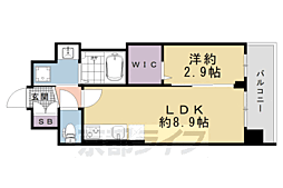 京都市営烏丸線 十条駅 徒歩3分の賃貸マンション 7階1LDKの間取り