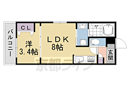 JR山陰本線 丹波口駅 徒歩8分の賃貸アパート 1階1LDKの間取り
