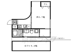 サンタ・アガータ 3階1Kの間取り