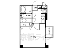 アスヴェル京都二条烏丸 4階1Kの間取り