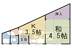 京都地下鉄東西線 東山駅 徒歩4分の賃貸アパート 1階1Kの間取り