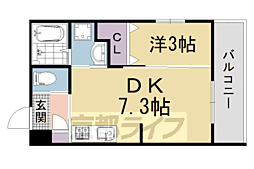 JR山陰本線 丹波口駅 徒歩8分の賃貸アパート 1階1DKの間取り